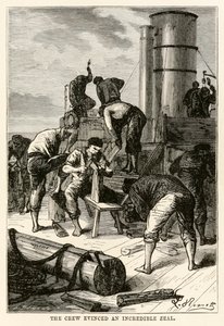 The crew evinced an incredible zeal, from Around the World in Eighty Days by Jules Verne, engraved by Louis Dumont, 1873