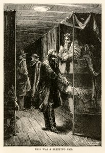 This was a sleeping car, from Around the World in Eighty Days by Jules Verne, engraved by Adolphe François Pannemaker, 1873