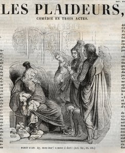 Les Plaideurs comedy in three acts - engraving in Works of Jean Racine illustrated by Pauquet and notice by Emile de La Bedolliere - 1851 by Hippolyte Louis Pauquet