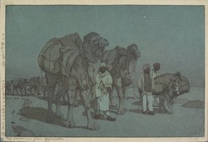 Caravan from Afghanistan on a Moonlit Night by Hiroshi Yoshida