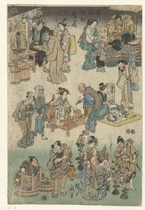 Evening Market in Joruri Street (series title) by Hiroshige (I) , Utagawa