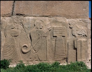 View of the base of reliefs of the Gate of the Sphinx by Hittite Hittite