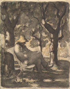A Man Reading in a Garden, 1825-79