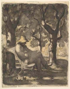 A Man Reading in a Garden, Preliminary Sketch, ca. 1865