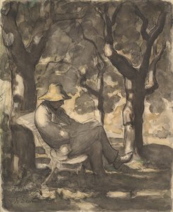 A Man Reading in a Garden, ca. 1865