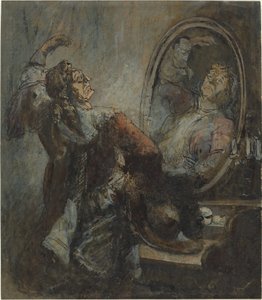Actor Posing in Front of a Mirror by Honoré Daumier
