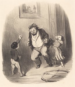 Come on, dad... again... thirty-two laps!... by Honoré Daumier