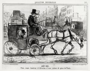 August 1855, Universal Exhibition: Plan, Cut, Height and Elevation of a Paris Car. Illustration by Honore Daumier, Published in Charivari, Dated September 4