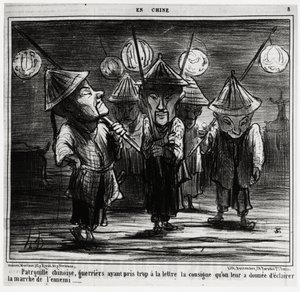 Chinese patrol, warriors having taken too literally the instructions they had been given to light the enemy