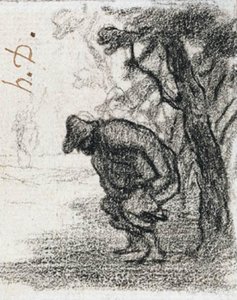 Don Quixote and Sancho Panza Behind a Tree by Honoré Daumier