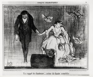 Dramatic Sketches: A Singer Reminder, High Comedy Scene (Illustration by Honore Daumier, published in Charivari, 9 January)