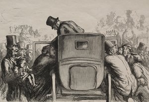 Exposition Universelle: The Foreigner Finds All Facilities to Return to His Hotel by Honoré Daumier