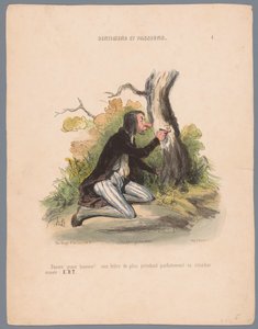 Man Carving Initials in Tree Bark by Honoré Daumier