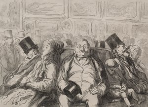 Moment of Rest in the Salon Carré by Honoré Daumier