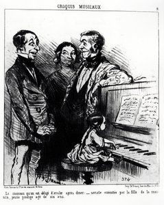 Musical Sketches: The Song You Are Forced to Swallow After Dinner: Sonata Executed by the Daughter of the House, a Young Prodigy Age Six (Illustration by Honore Daumier, published in Charivari, 11 February 1852) by Honoré Daumier