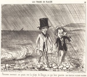 Parisians Receiving a Shower... by Honoré Daumier