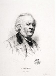 Portrait of Honore Daumier (1808-1879), French engraver, painter and sculptor. Massard engraving. Arbaud Museum.