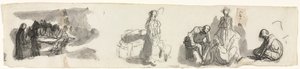 Sheet of Studies with a Group of Four Figures to the Right (recto) by Honoré Daumier