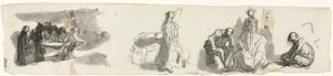 Sheet of Studies with a Group of Four Figures to the Right recto Sketches of Various Figures verso by Honoré Daumier