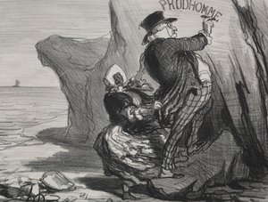 The Good Bourgeois (plate 3): I want to leave an imperishable monument of our visit to this cliff... by Honoré Daumier