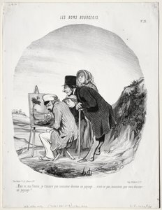The Good Bourgeois, Plate 23: "But yes, my dear, I assure you that this gentleman is drawing a landscape...is it not so, sir, that you are drawing a landscape?"