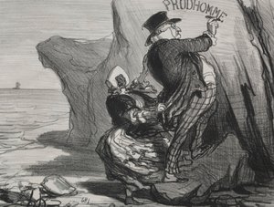 The Good Bourgeois plate 3: I want to leave an imperishable monument of our visit, 1854 by Honoré Daumier
