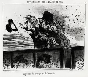 The Physiognomy of the Railways: It is the Right to Travel on the Bench. Illustration by Honore Daumier, Published in Charivari by Honoré Daumier