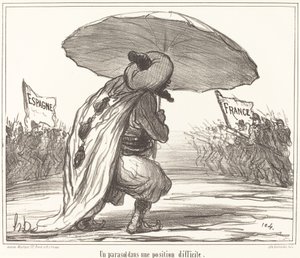 A Parasol in a Difficult Position by Honoré Daumier