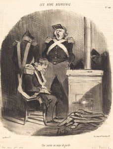 An Evening at the Guardhouse by Honoré Daumier