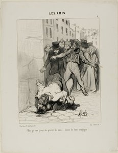 "- But I am telling you, they are friends.... they are just expressing themselves to each other," plate 9 from Les Amis by Honoré Victorin Daumier