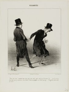 "- How do you know that I am a widower? After twenty years of forced labour, not marriage, I am slowly starting to pull myself together again, and there you are, proposing me a second marriage! Ragoulet, would you please stop holding my hand!", plate 10