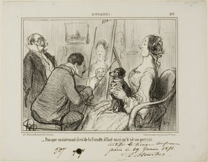 Since he is now part of the family, he must also have his portrait taken, plate 269 from Actualités by Honoré Victorin Daumier