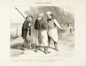 "- Well, fancy that! I thought that we had just discovered a deserted island or at least a country inhabited by cannibals. - No, Sir.... and the proof is that, if you want, I am going to make you eat an excellent fricassee of game in a white wine sauce. -  by Honoré Victorin Daumier