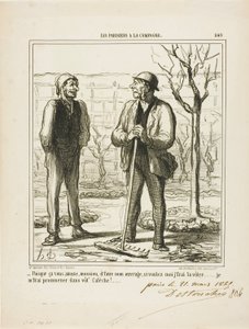 "You seem to enjoy doing my work. In exchange, I could offer doing your job: I will go for a ride in your coach!" plate 249 from Les Parisiens A La Campagne