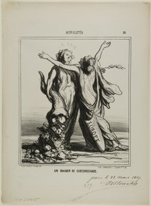 A Kiss of Circumstances, plate 50 from Actualités by Honoré Victorin Daumier