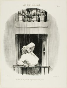 A Neighbour Complaining about the Watering of his Lawn, Plate Ten from Les Bons Bourgeois by Honoré Victorin Daumier