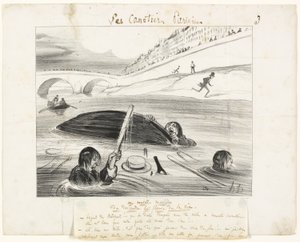 A New Way to Float Down the River of Life, plate three from Les Canotiers Parisiens by Honoré Victorin Daumier