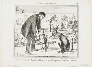 A Scientist Trying to Befriend His Son with a Great Kangaroo from Central America, plate 3 from La Société D