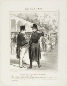 A Small Queue at the Entrance to the Palace of Industry. "- But I am telling you that I have a special entry permit! - Quite so, and this is why you are allowed to queue up already at the Obelisk.... otherwise you would have to start on the other side, clo by Honoré Victorin Daumier