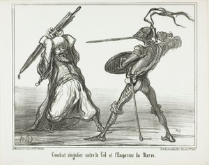 An Unusual Battle Between El Cid and the Emperor of Morocco, plate 117 from Actualités by Honoré Victorin Daumier
