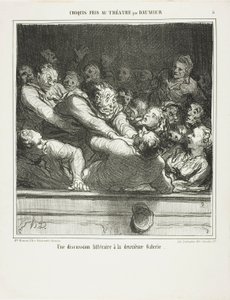 A literary argument on the second tier, plate 3 from Croquis Pris Au Theatre by Daumier by Honoré Victorin Daumier