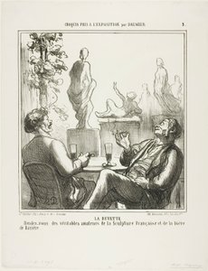 At The Bar. Meeting point for the true lovers of French sculpture and Bavarian beer, plate 5 from Croquis pris à l