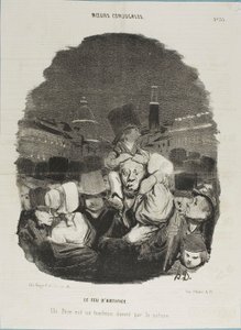 At the Fireworks Display. A father is a draft horse, provided by nature, plate 33 from Moeurs Conjugales and plate 14 in Actualités