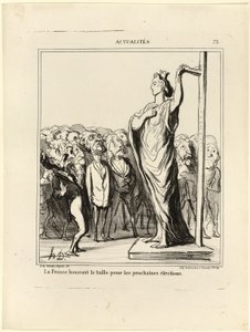 France Preparing to Get Her Candidates to Pass Muster Under the Measure of Standards, Plate 73 from Actualités by Honoré Victorin Daumier
