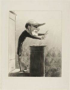 Jules de L (also known as Lasteyrie the Argand lamp). Former member of the opposition, now enemy of the light... blinded by the sudden appearance of the sun of the Republic, Jules de Lasteyrie now wears the eye-shade of the Constitutionnel, plate 33