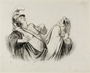 Merope. “A soldier of my stature is quite able to run the state once defended with so much fun,” plate 2 from Physionomies Tragiques by Honoré Victorin Daumier