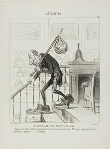Mr. Dupin in His Little Shoes. Once Mr. Dupin noticed that one started a heated discussion about the reform of the election laws, he considered it the right moment to show himself at Clamecy, plate 123 from Actualités by Honoré Victorin Daumier