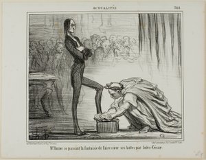 Mr. Hume fantasizing about Julius Caesar polishing his boots, plate 388 from Actualités by Honoré Victorin Daumier