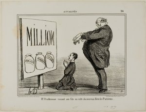 Mr. Prudhomme dedicating his son to the new God of the Parisians, plate 366 from Actualités by Honoré Victorin Daumier