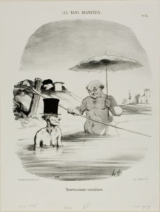 Relaxation during the dog days, plate 33 from Les Bons Bourgeois by Honoré Victorin Daumier